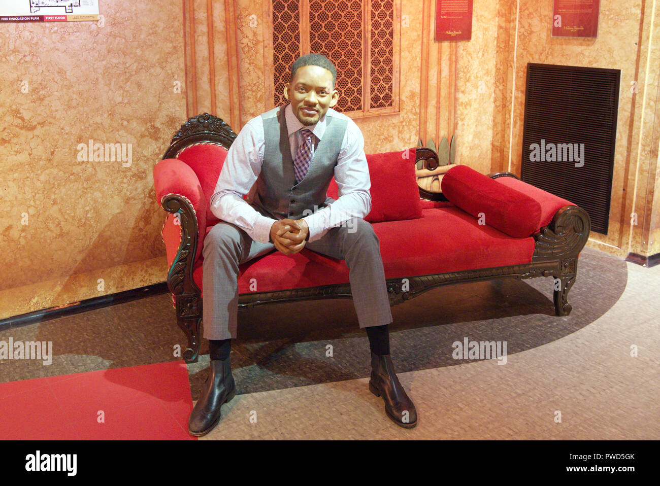 Wax figure of Hollywood actor Will Smith at Madame Tussauds museum, Delhi Stock Photo