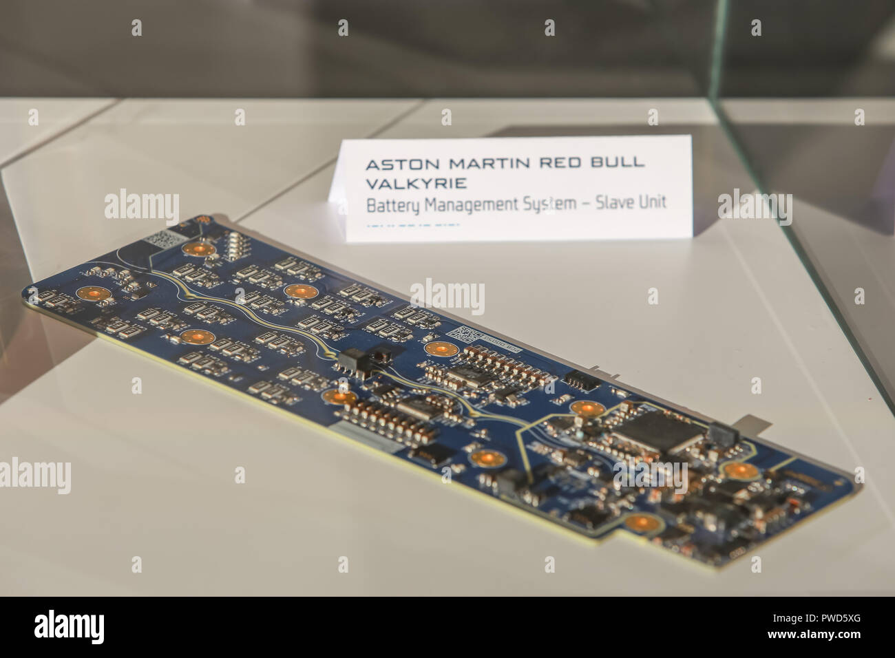 Zagreb, Croatia - 28 September, 2018 : Presentation of Rimac automobili products on Strossmayer square. Battery Management System - Slave Unit from As Stock Photo