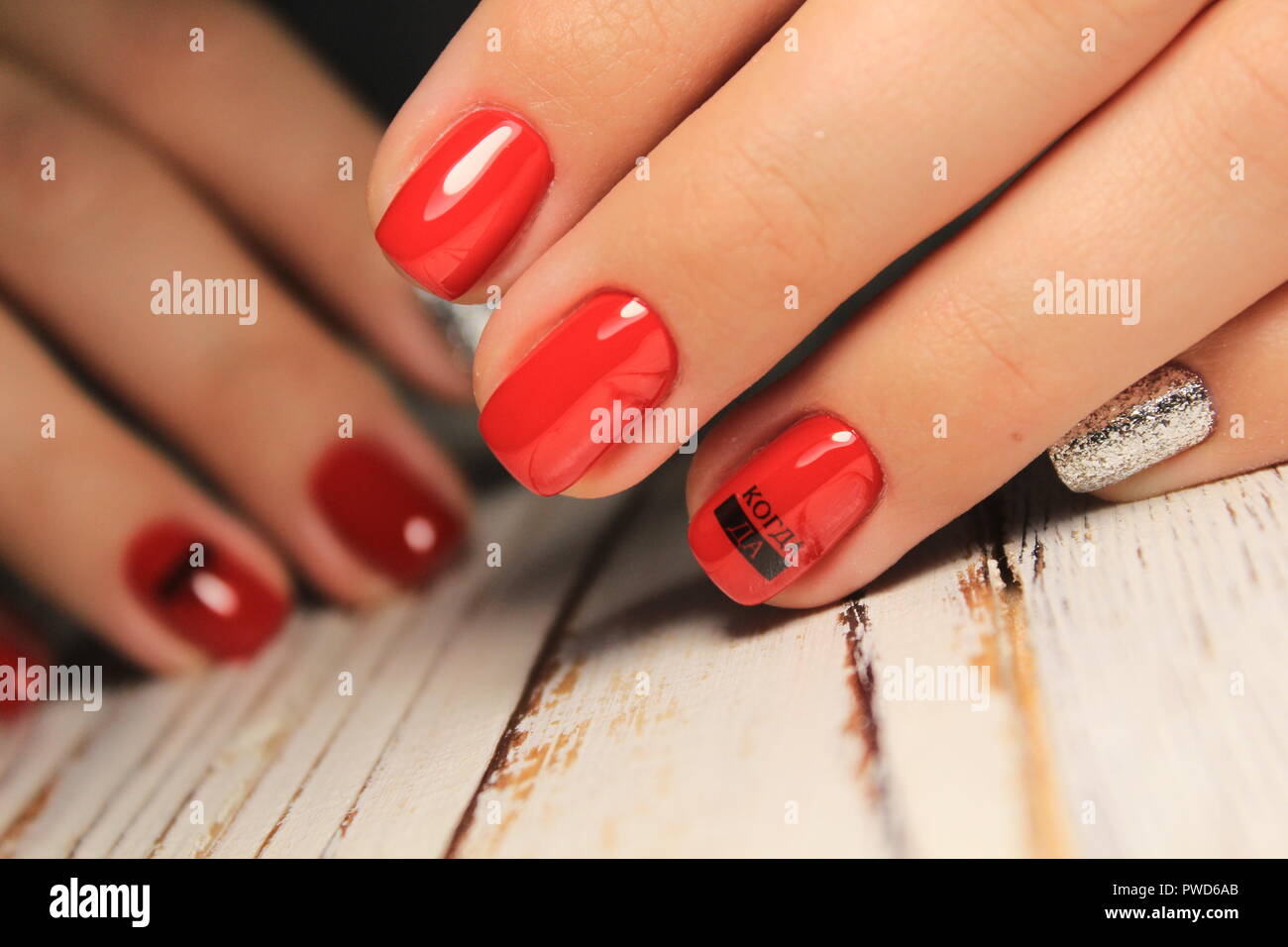 Perfect manicure and natural nails. Attractive modern nail art design. Gel  polish applied Stock Photo - Alamy