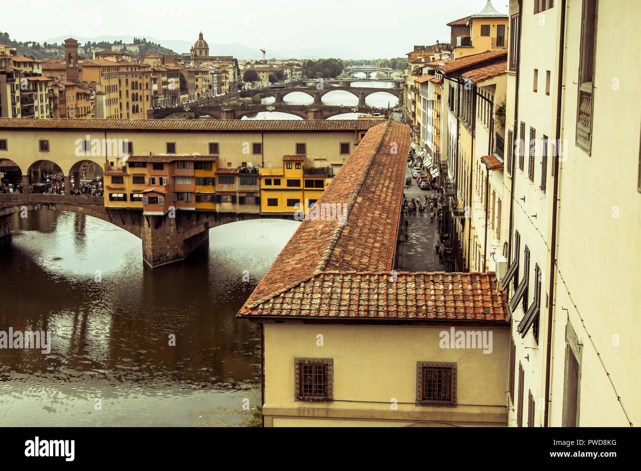 Ponte Vecchio From A Window Inside The Uffizi Gallery Florence