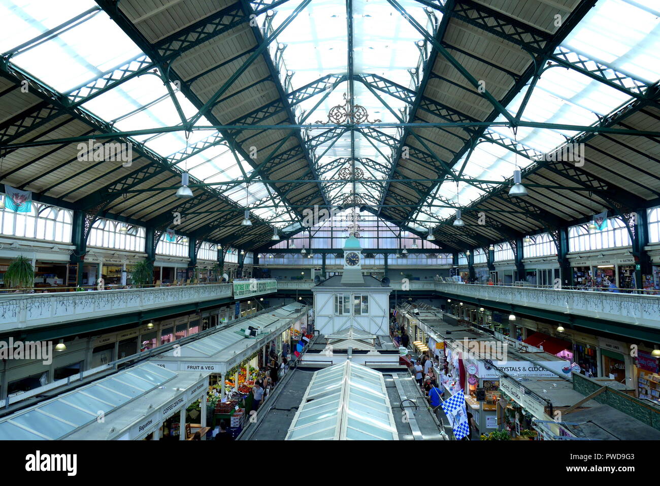 Cardiff Central Market, from the first floor balcony, Cardiff, South Wales, United Kingdom Stock Photo