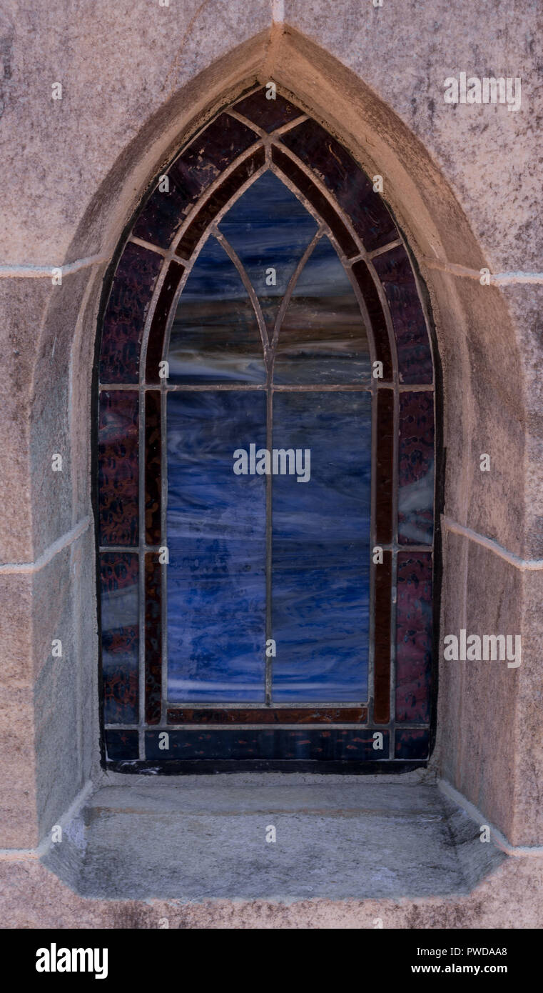 Blue stained glass window Stock Photo Alamy
