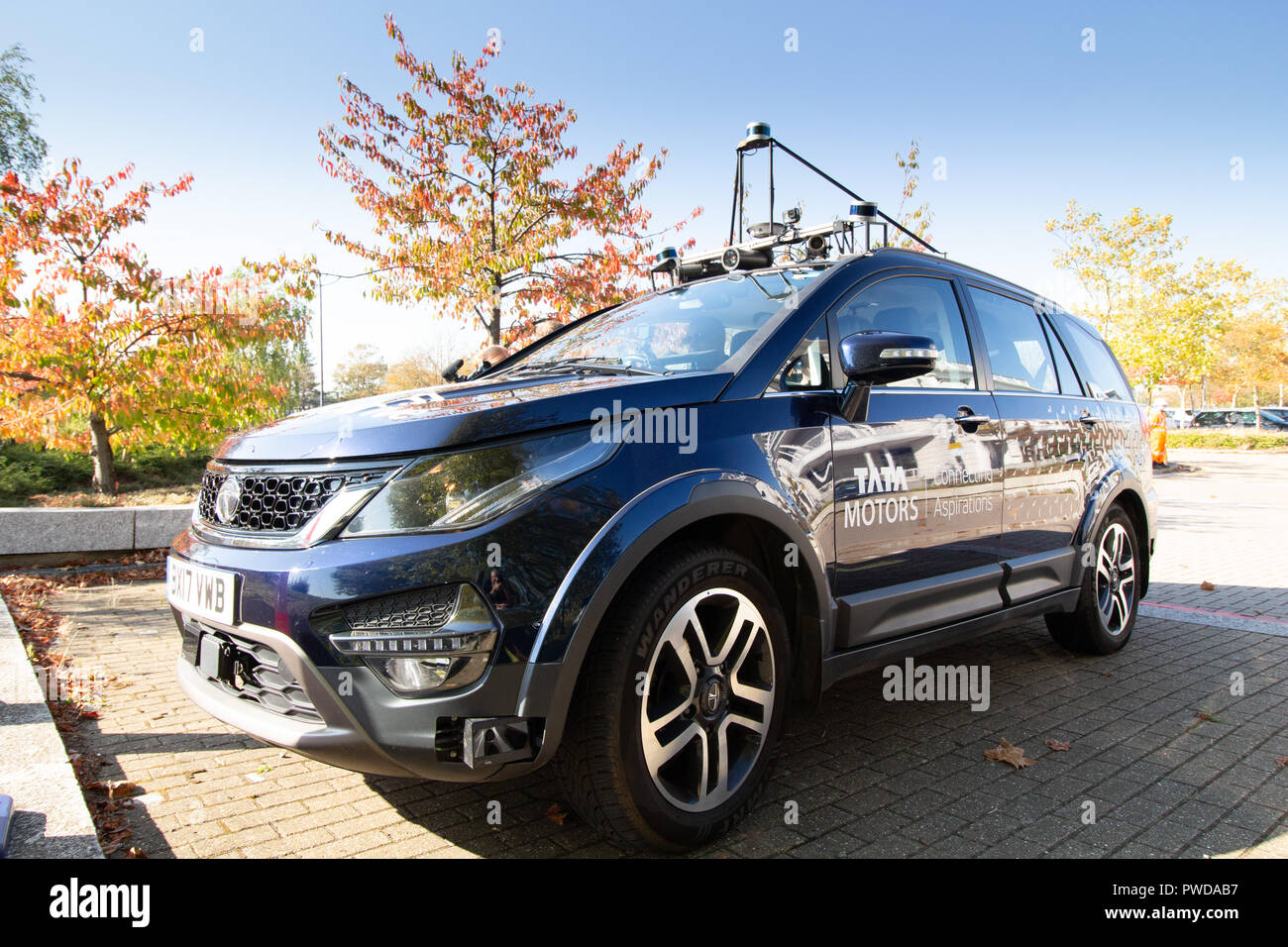 TATA Driverless vehicles being tested in Milton Keynes, England, UK Stock Photo