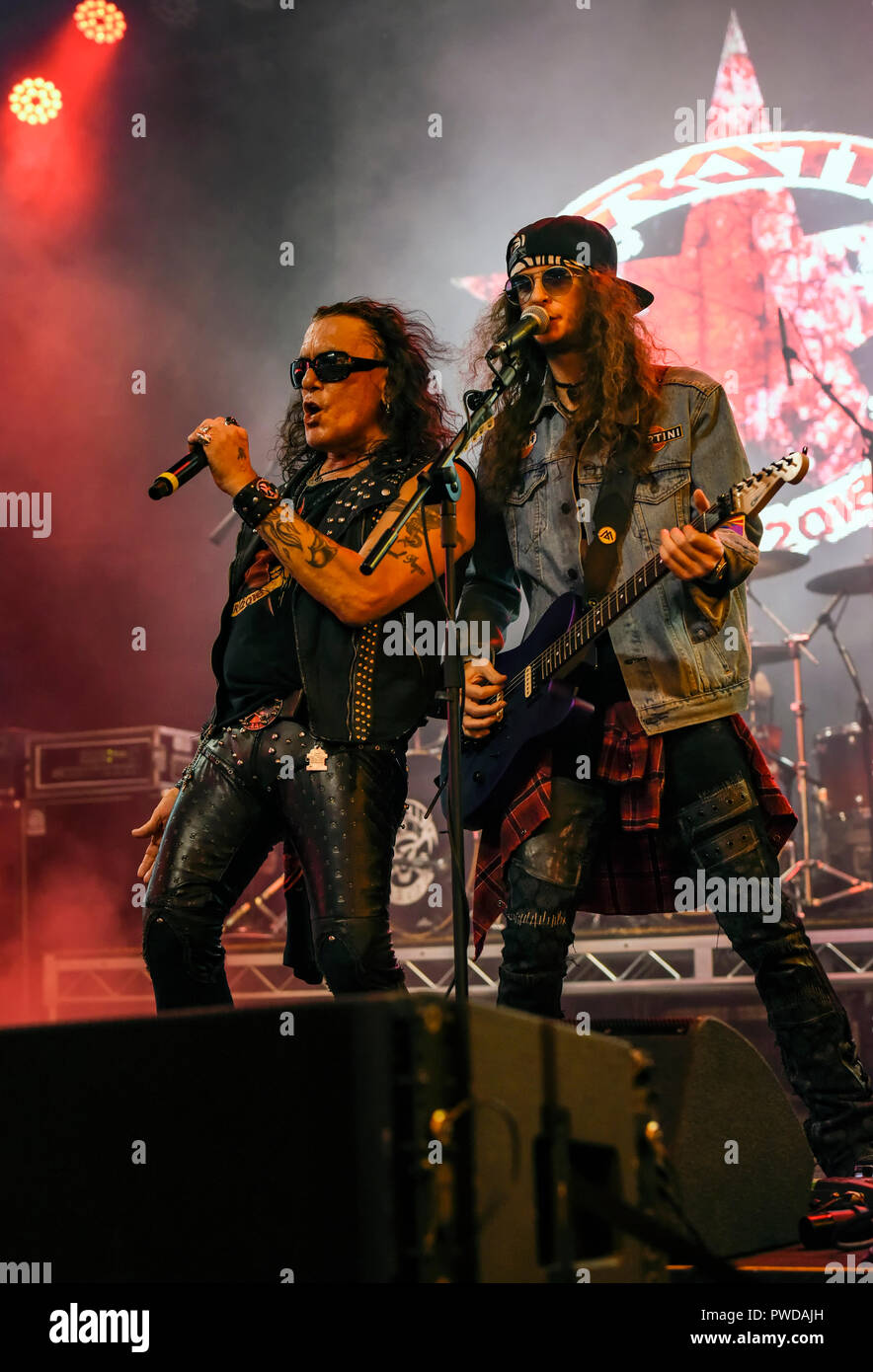 September 29, 2018, Las Vegas, Nevada, The band Ratt plays a free concert at the Las Vegas Fremont Street Experience. Stock Photo