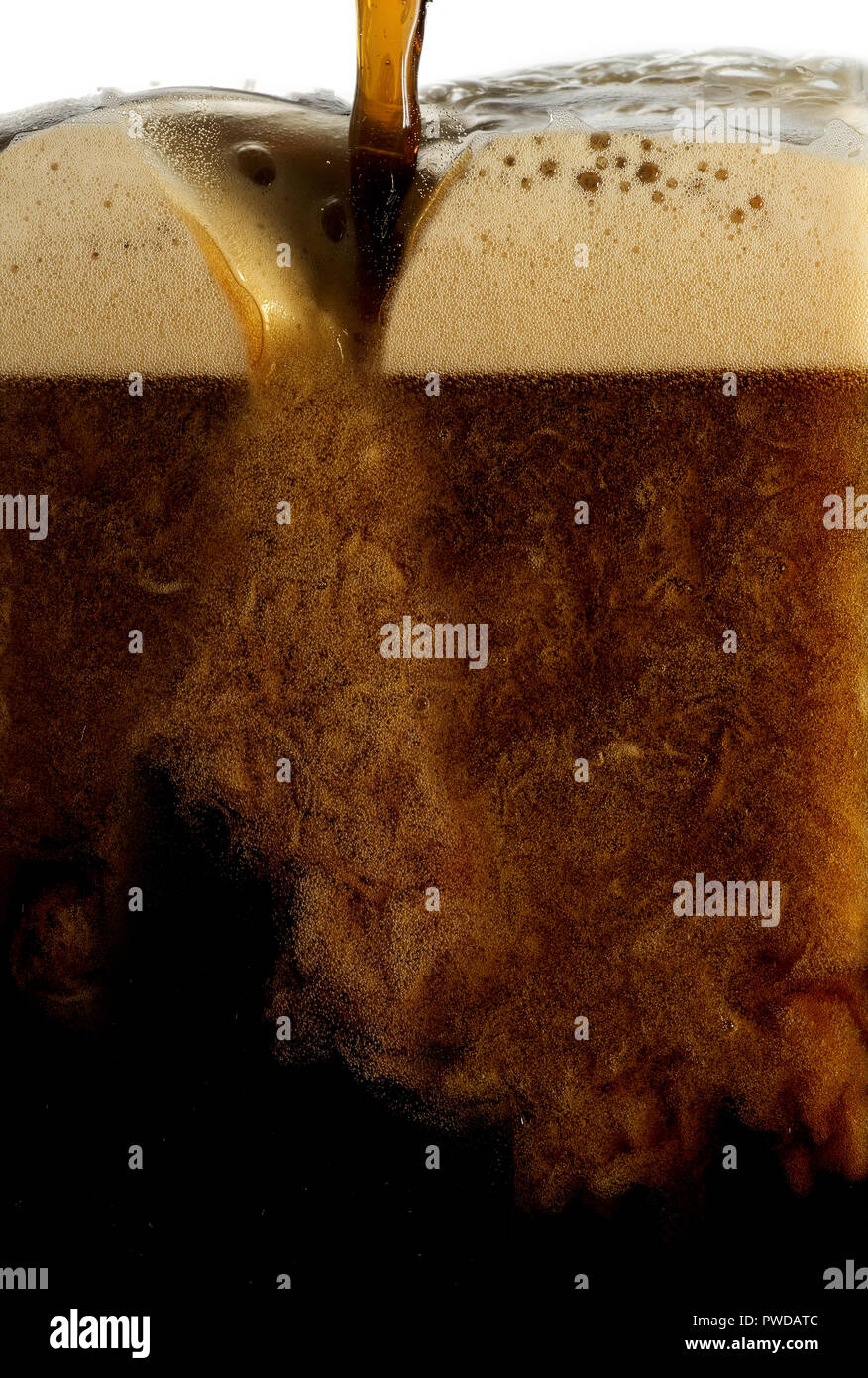Detail Texture of Foam Bubbles Pouring Dark Beer, Guinness, Stout, Cold