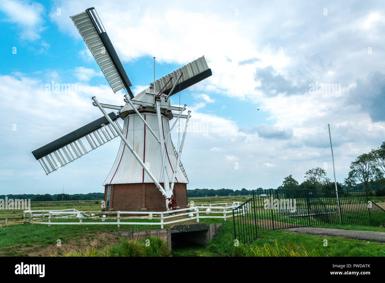 GRONINGEN, NETHERLANDS, AUGUST 15, 2018: The White Mill (Witte Molen) at Groningen, a typical Dutch historic mill in the north of The Netherlands Stock Photo