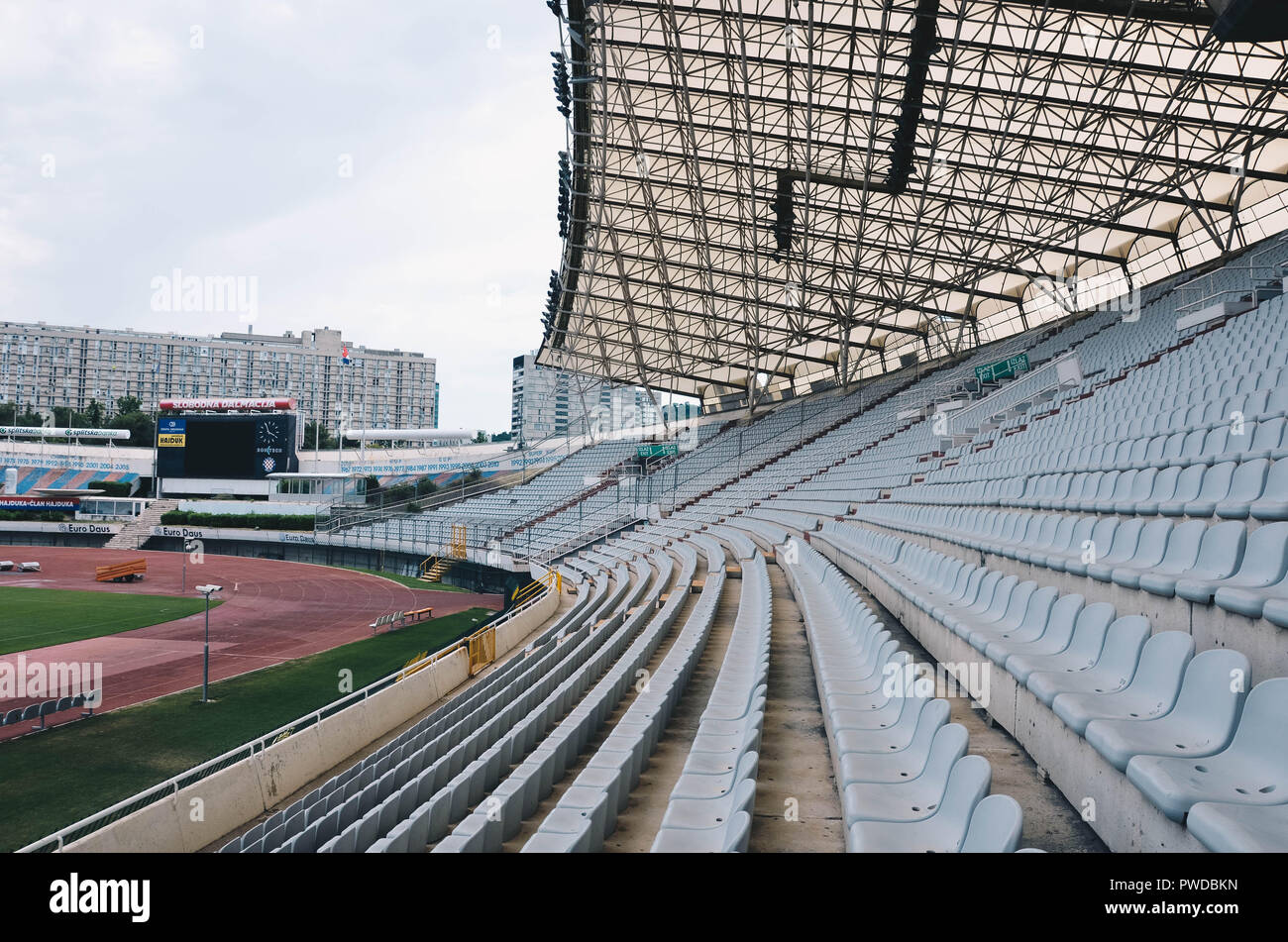 Inside the Poljud stadium, home of Hadjuk Split football club, Split, Croatia, September 2018 Stock Photo