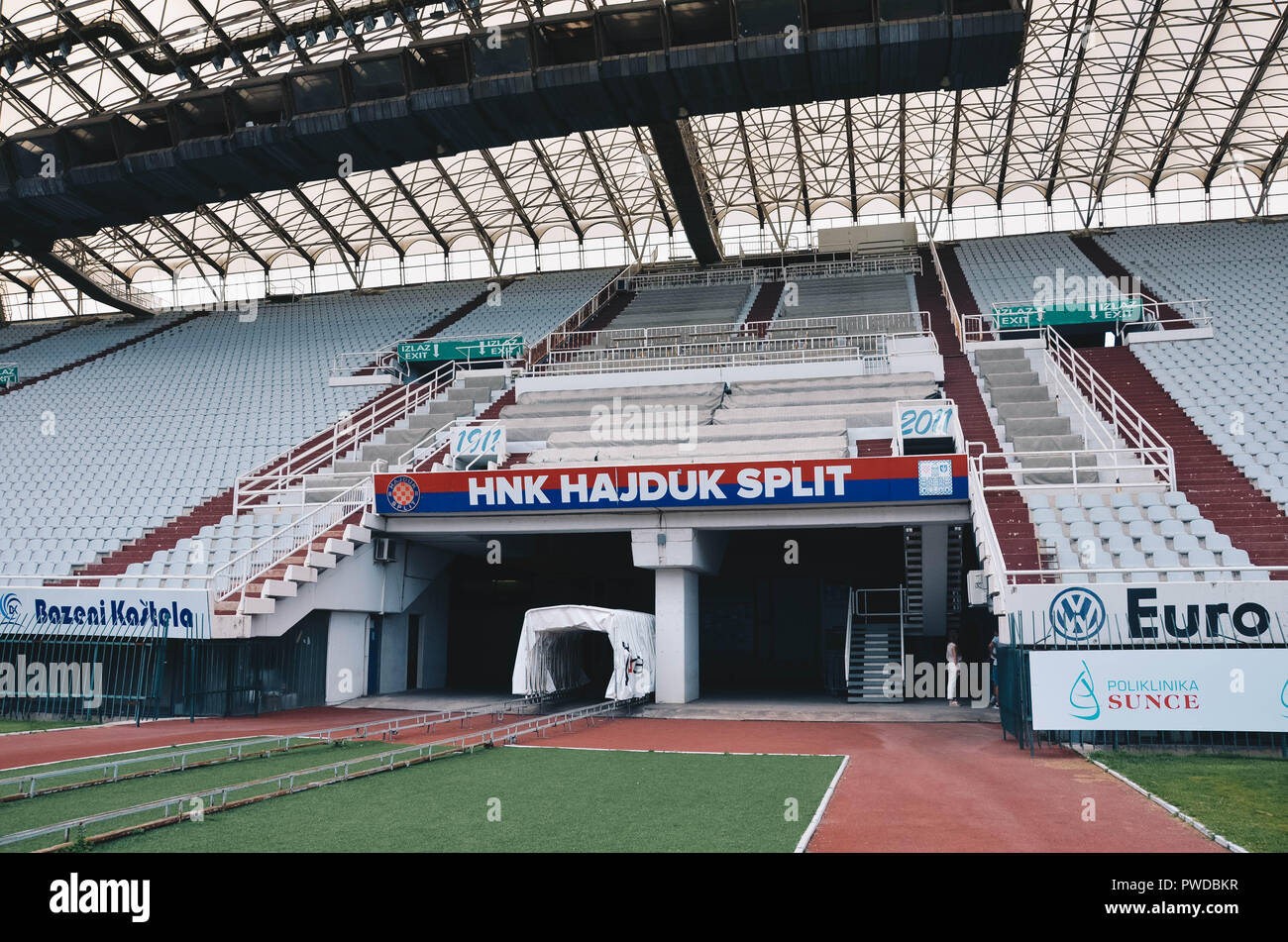 Split, Croatia - August 9 2018: Sunset over the Poljud Stadium, Hajduk Split  vs Steaua Bucharest in a UEFA Europa League qualifying game Stock Photo -  Alamy