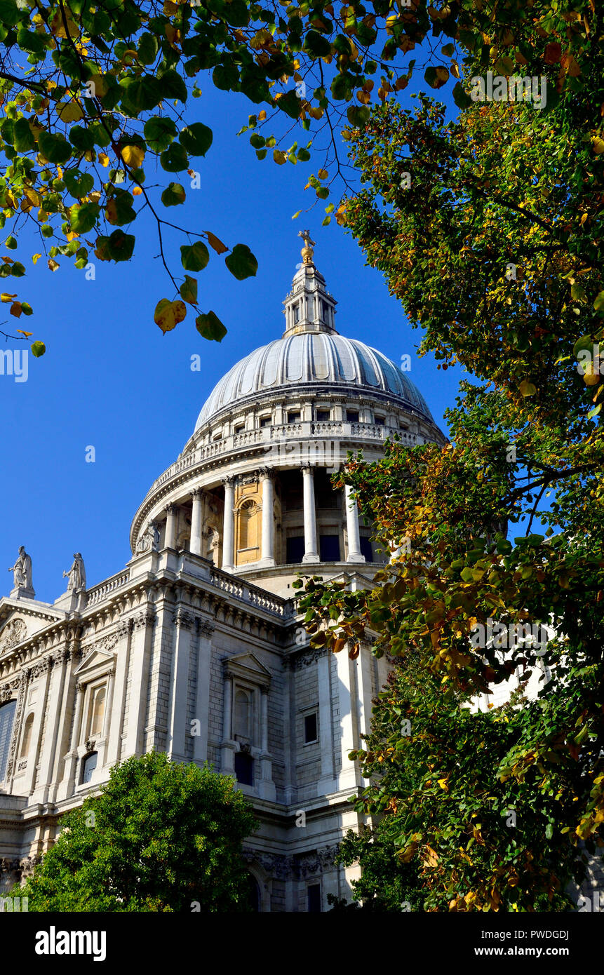 St Paul's Cathedral (1697: Sir Christopher Wren) dome, London, England, UK. Stock Photo