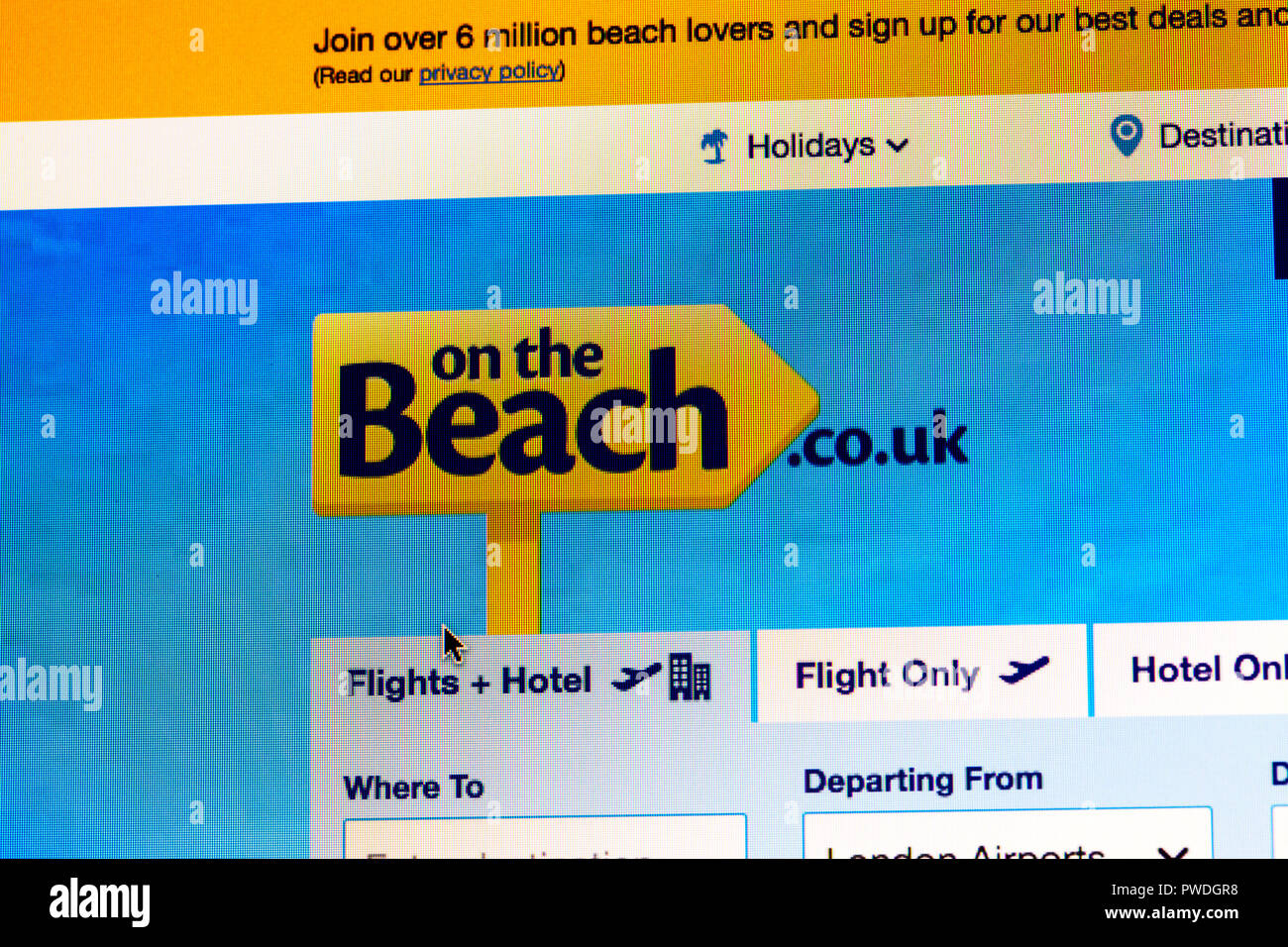 On The Beach holiday website, On The Beach .co.uk, holiday booking website, holiday website, onthebeach.co.uk, UK holiday website, book, booking, UK Stock Photo