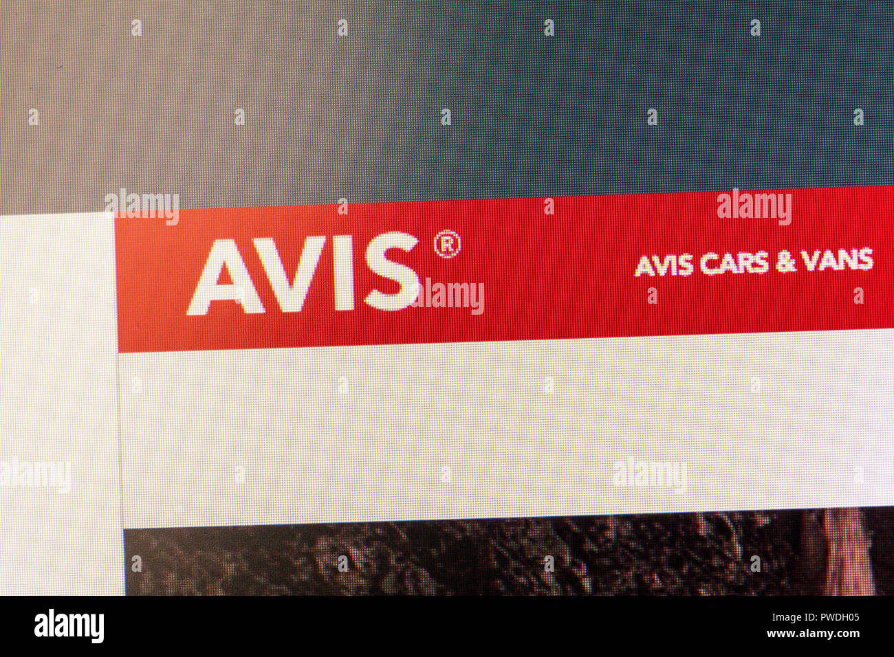 Avis car hire website, Avis car hire, Avis, online car hire, Avis website, Avis logo, Avis homepage, Avis home page, Avis rental, Avis, website, Stock Photo