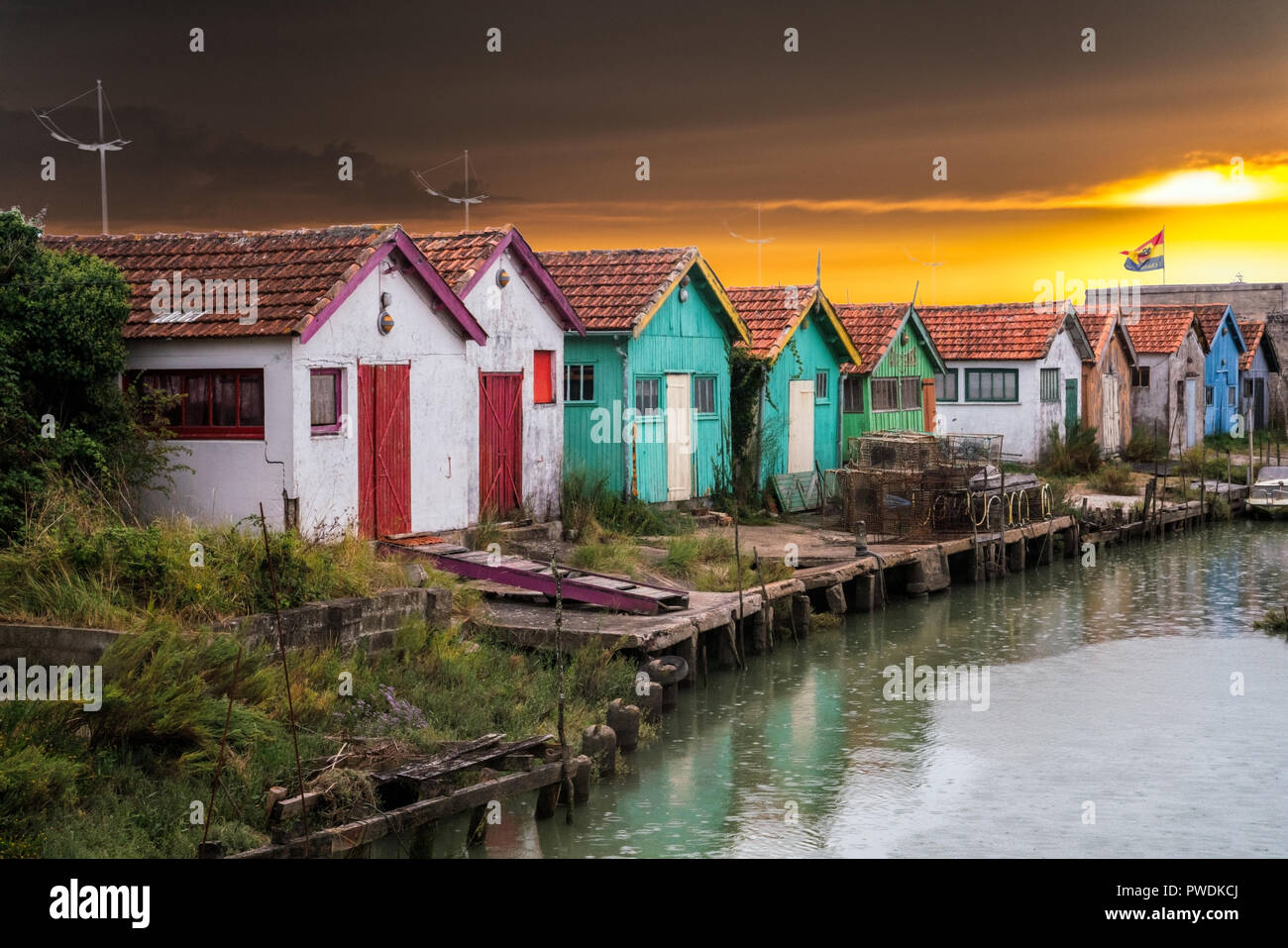 Cabanes à Huîtres - Le Château / Île d'Oléron Stock Photo