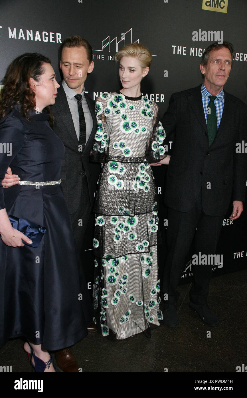 Olivia Coleman, Tom Hiddleston, Elizabeth Debicki, Hugh Laurie  04/05/2016 The Series Premiere of 'The Night Manager' held at DGA Theater in Los Angeles, CA Photo by Izumi Hasegawa / HNW / PictureLux Stock Photo
