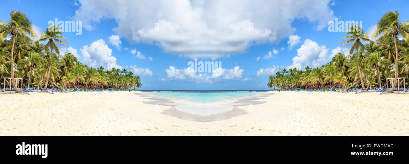 Vacation in Dominican Republic. Mirrored Collage panorama Stock Photo
