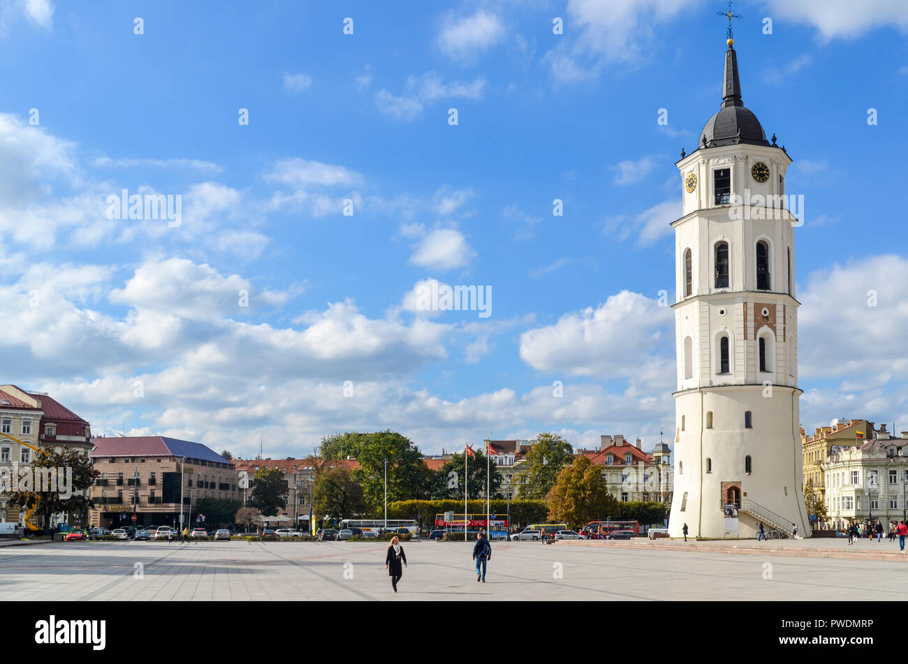 Vilnius Cathedral and bell tower, Vilnius, Lithuania Stock Photo