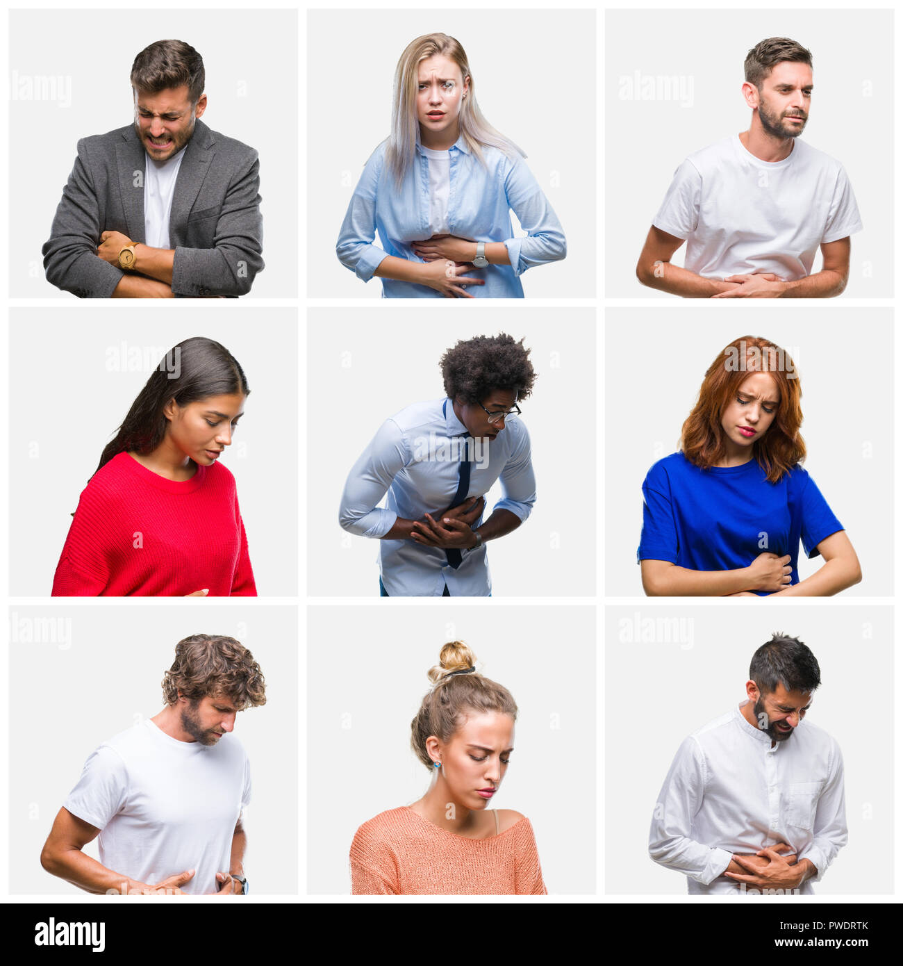 Collage of group of young people woman and men over isolated background ...