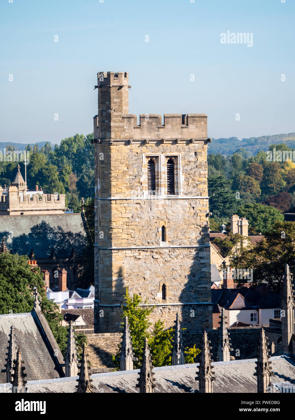 New College Bell Tower, New College Chapel, New College, University of Oxford, UK, GB. Stock Photo