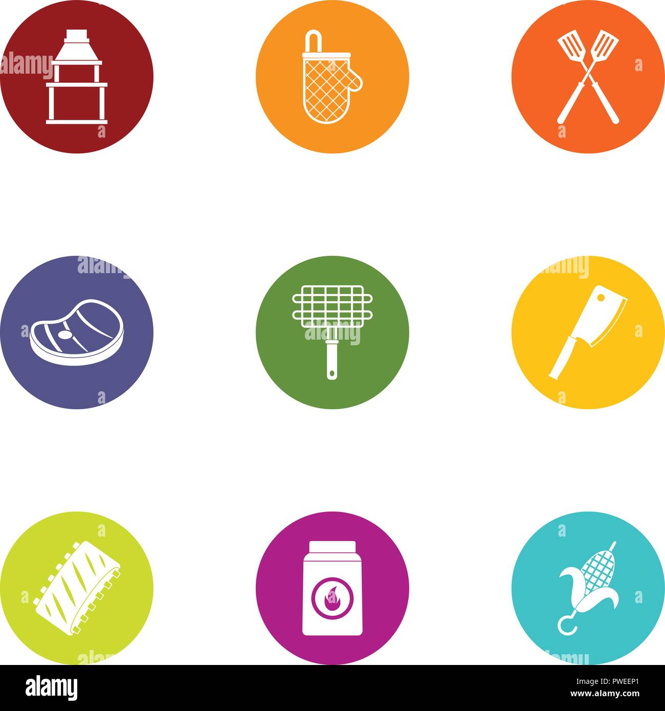 Grill grid icons set, flat style Stock Vector Image & Art - Alamy