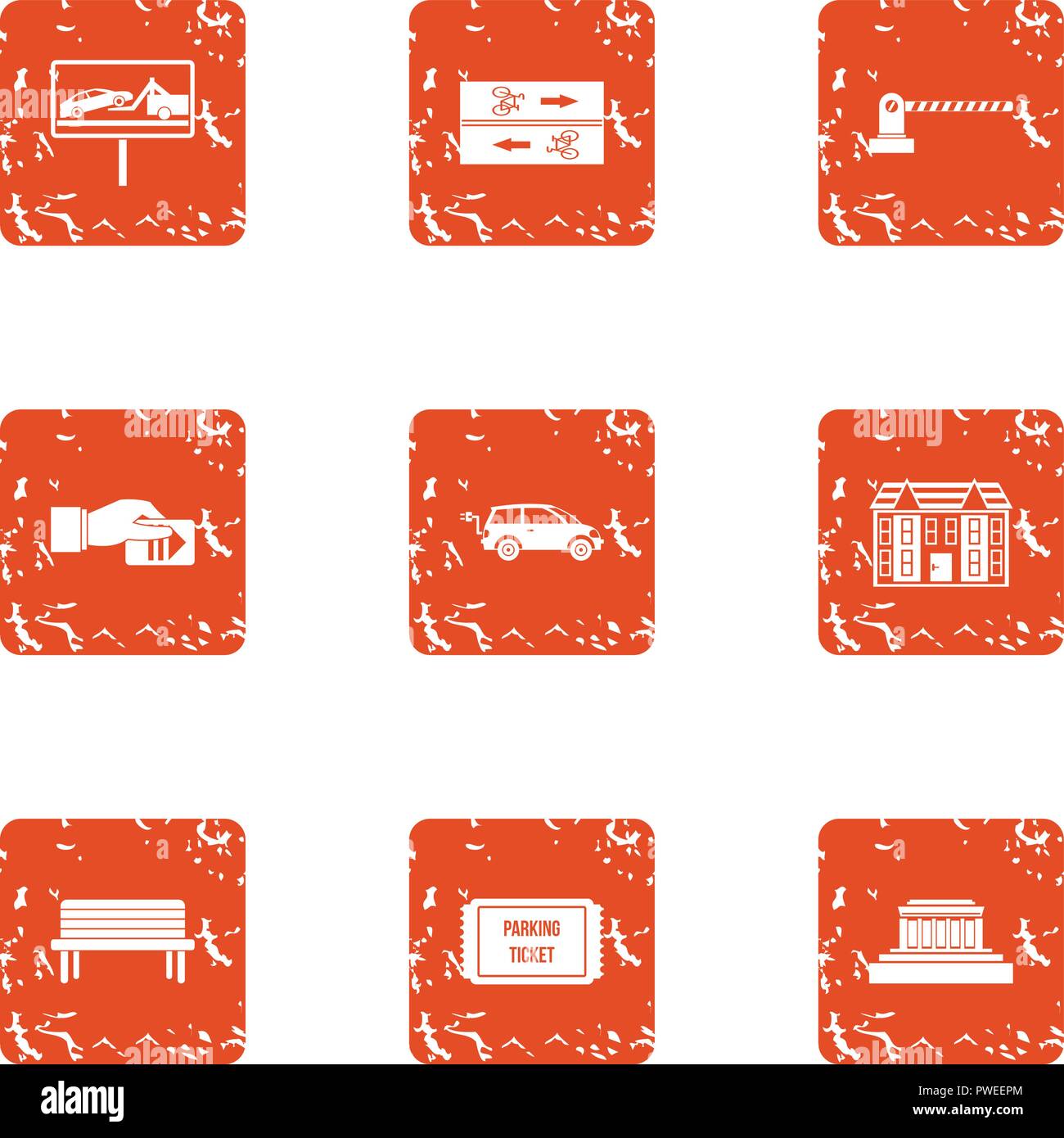 Lay icons set, grunge style Stock Vector