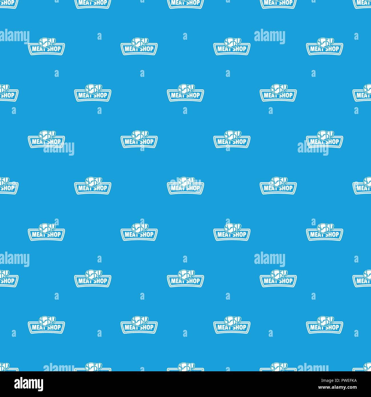 Meat shop pattern vector seamless blue Stock Vector