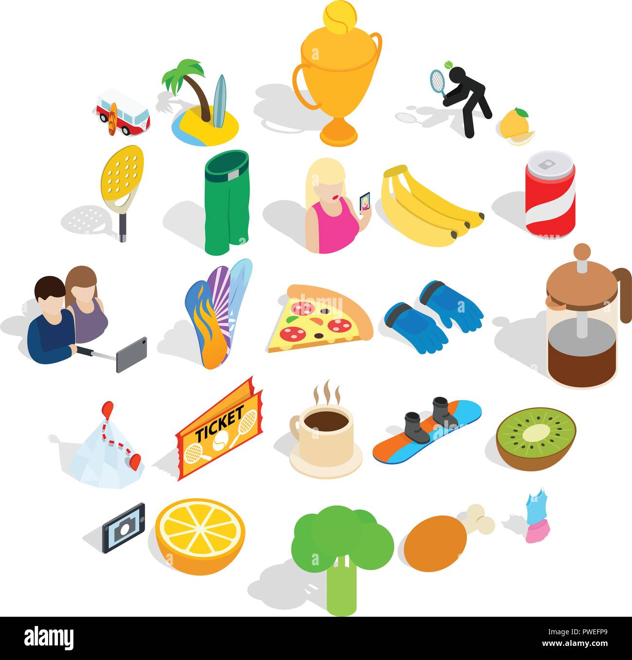 Energetic icons set, isometric style Stock Vector