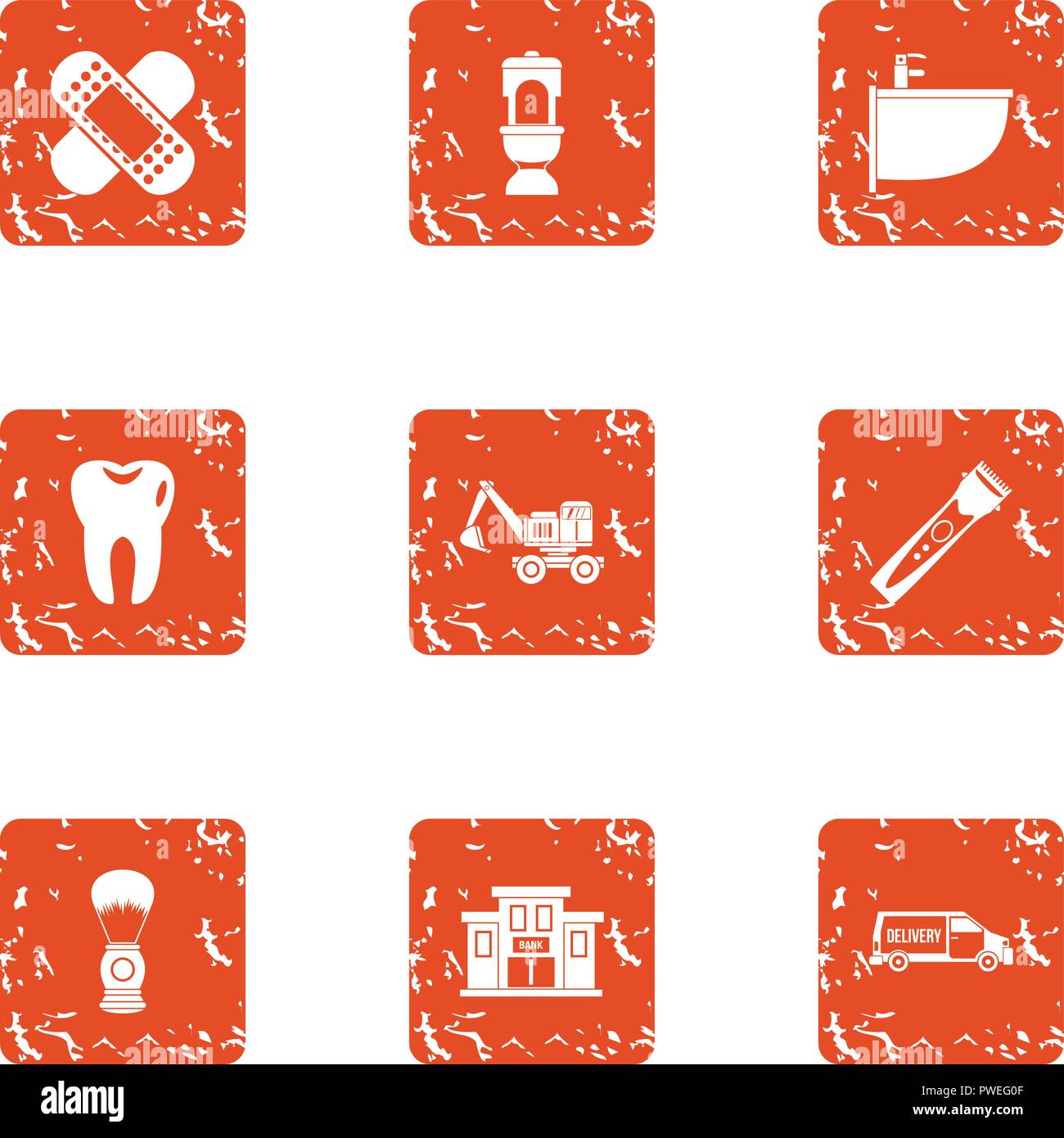 Correct icons set, grunge style Stock Vector