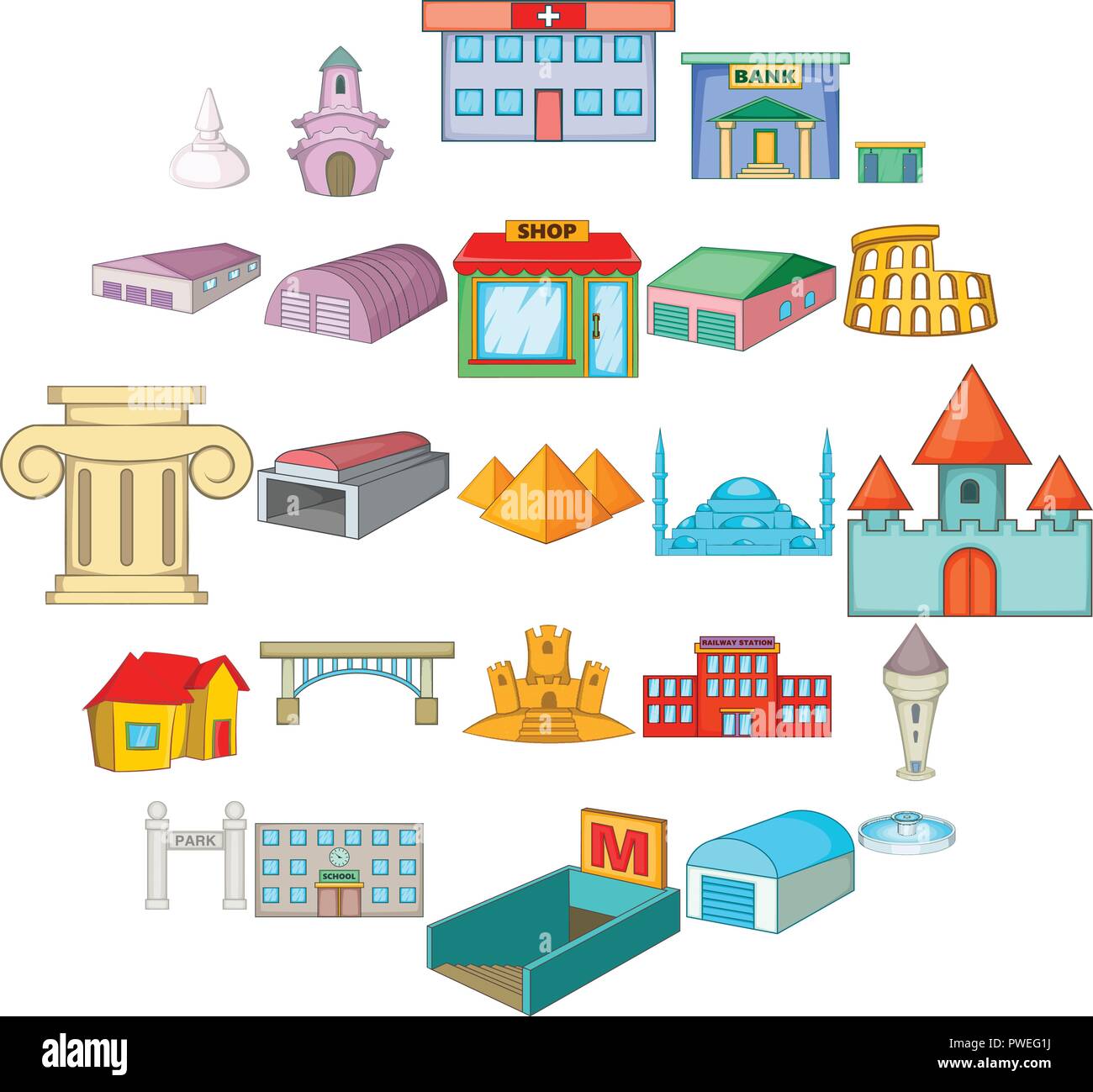 Urban sprawl icons set, cartoon style Stock Vector Image & Art - Alamy