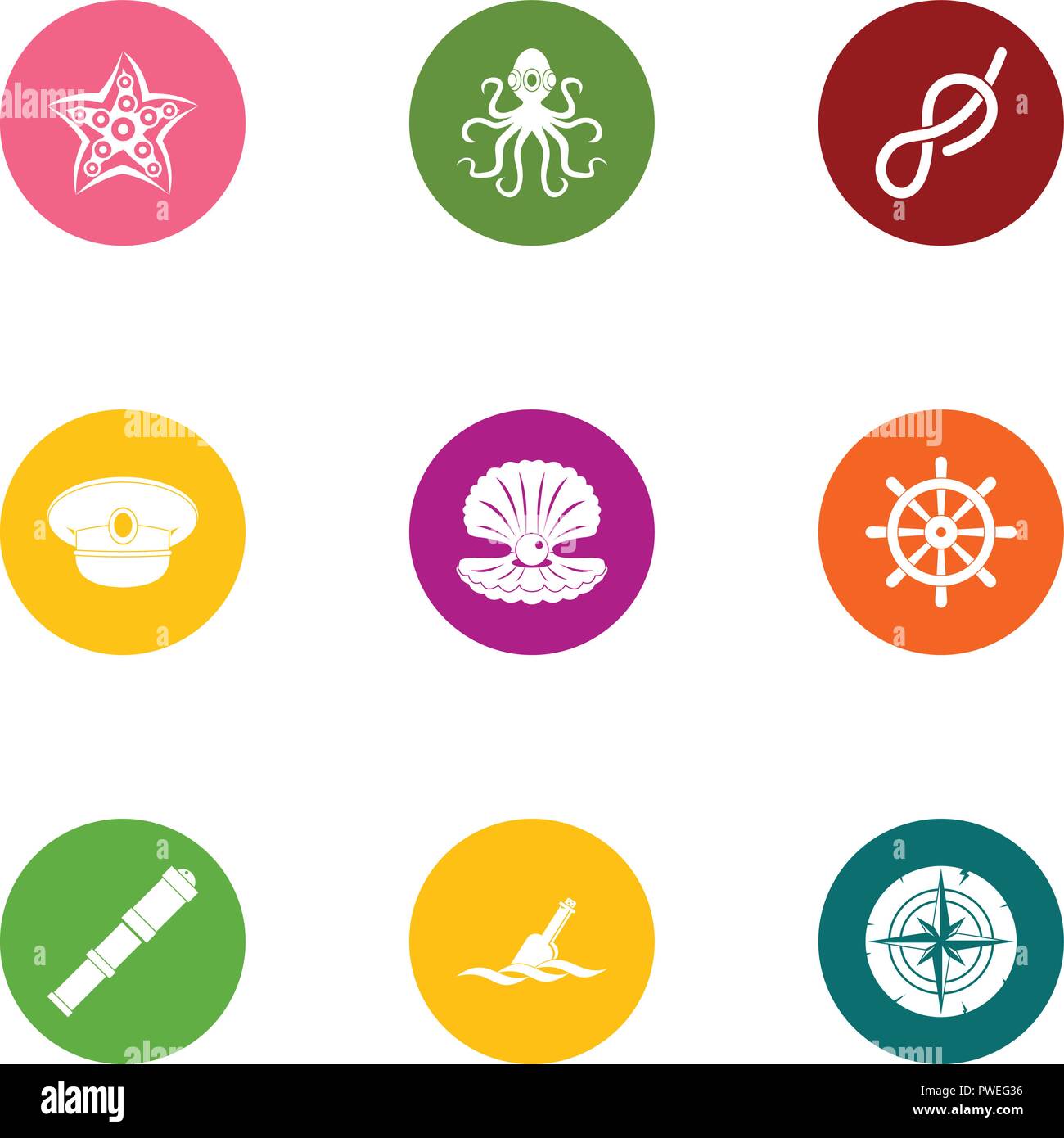 Sea occupant icons set, flat style Stock Vector Image & Art - Alamy
