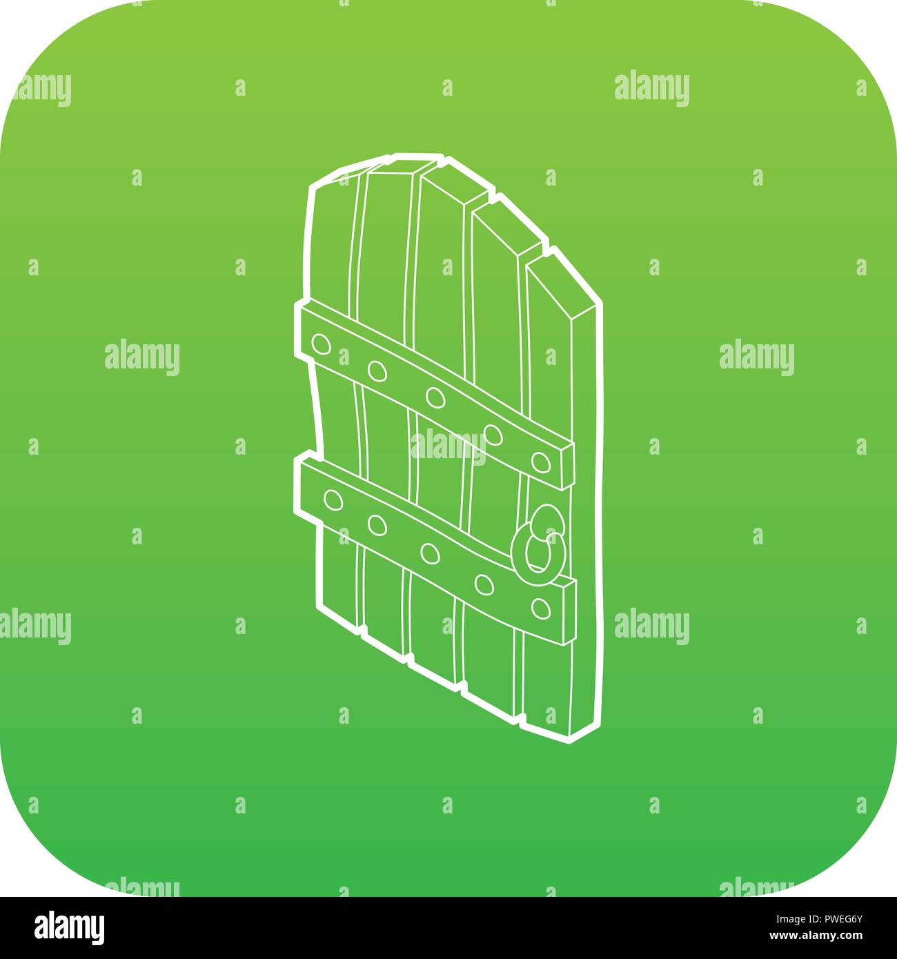Arched wooden door icon green vector Stock Vector Image & Art - Alamy