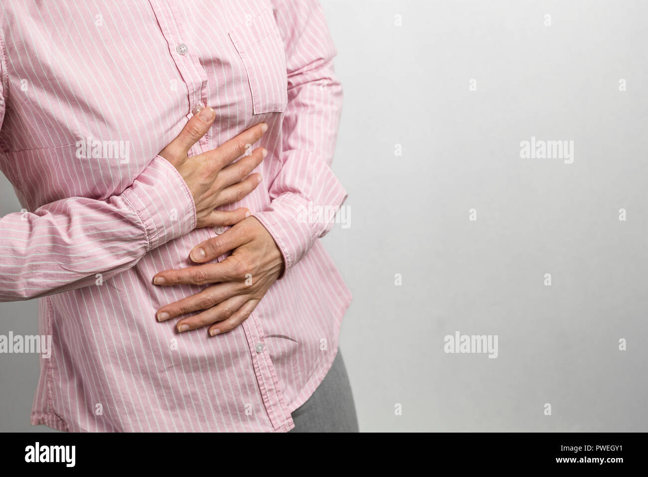 Abdominal pain. Heartburn. Diarrhea. Copy space Stock Photo Alamy
