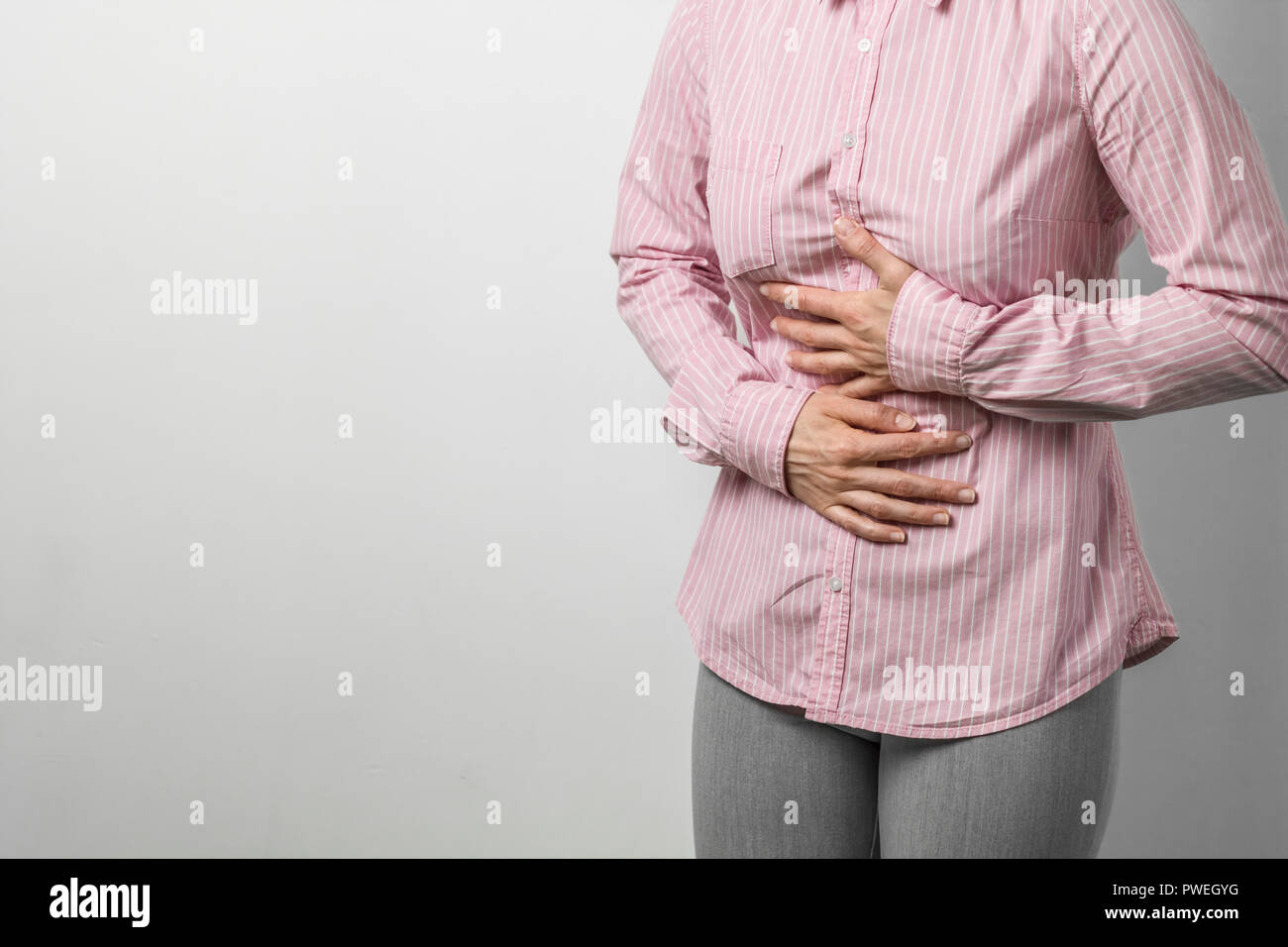 Abdominal pain. Heartburn. Diarrhea. Copy space Stock Photo Alamy