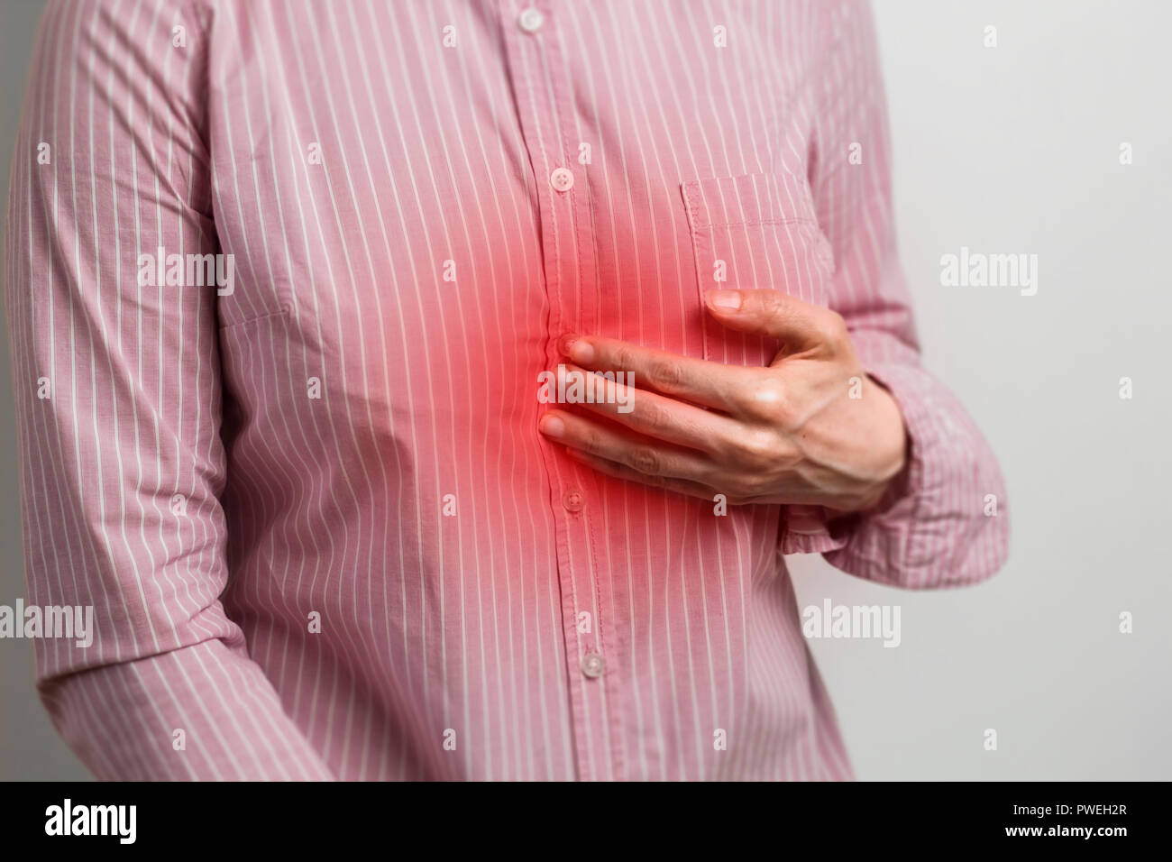 Abdominal pain. Heartburn. Diarrhea. Copy space Stock Photo Alamy
