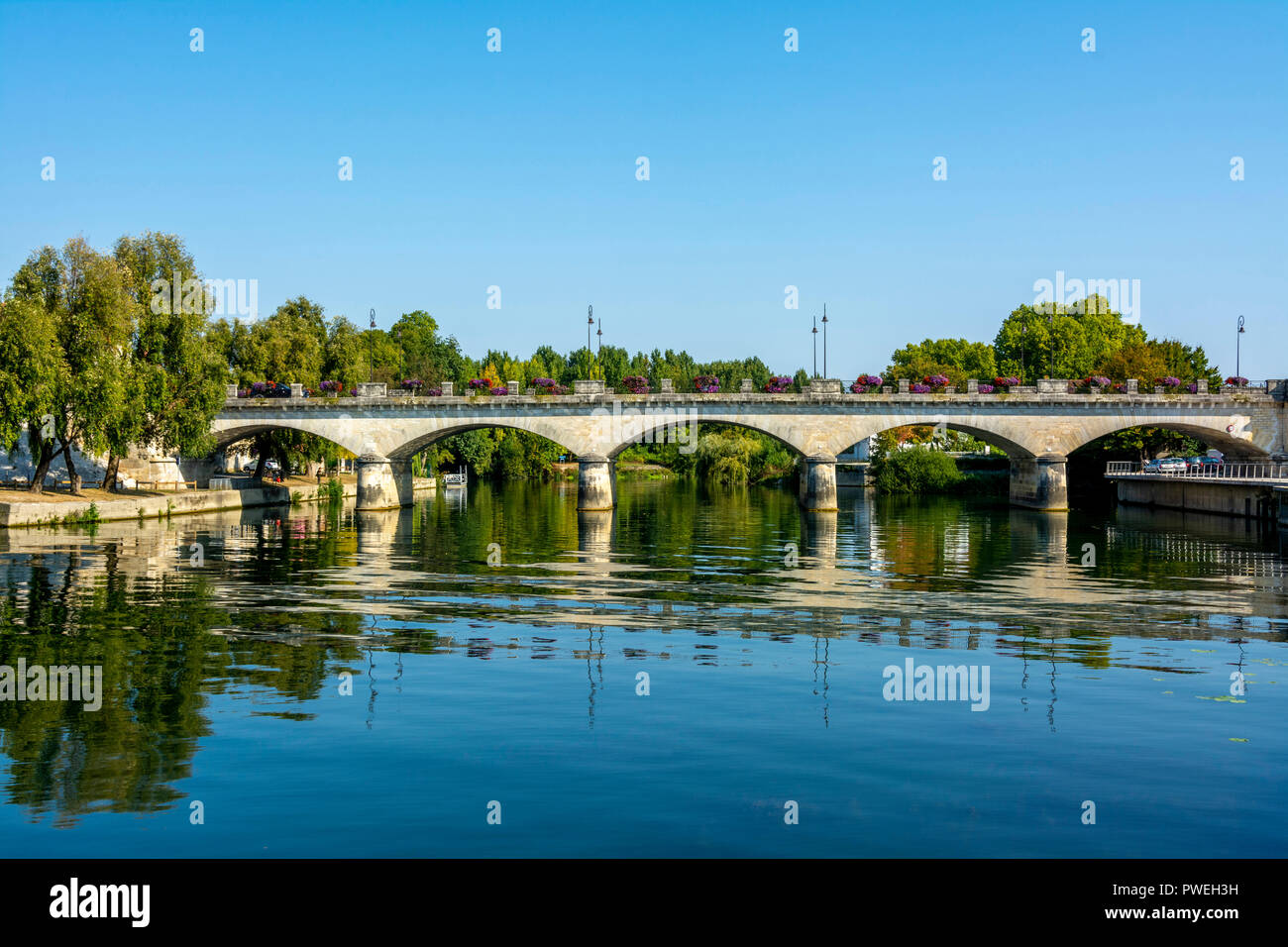 River Charente in Cognac city, Nouvelle Aquitaine, France Stock Photo