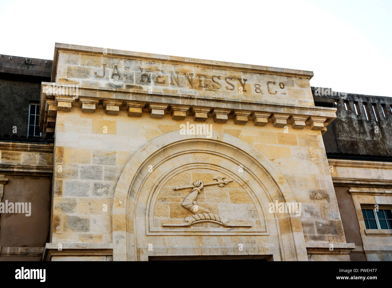 Entrance of Hennessy house on banks of Charente river, Cognac city