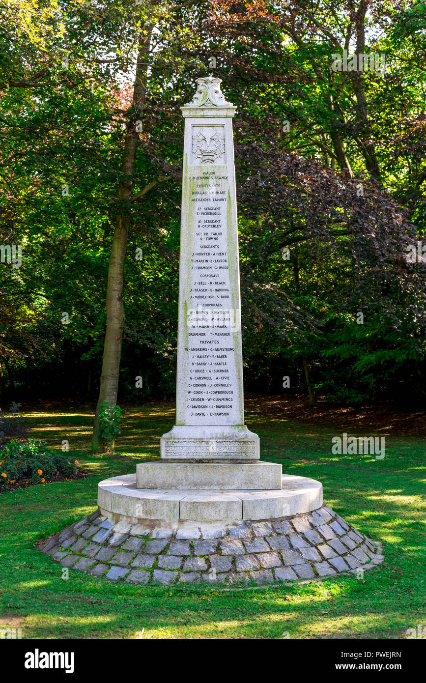 Gordon Highlanders India 1898 War Memorial in Duthie Park, Aberdeen, Scotland Stock Photo