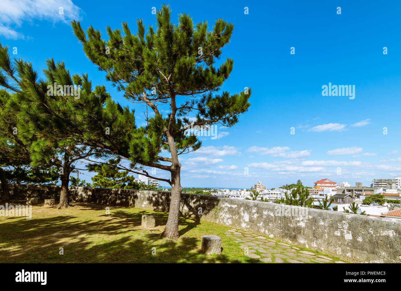 View from the Wall of Shuri Castle, Okinawa, Japan Stock Photo