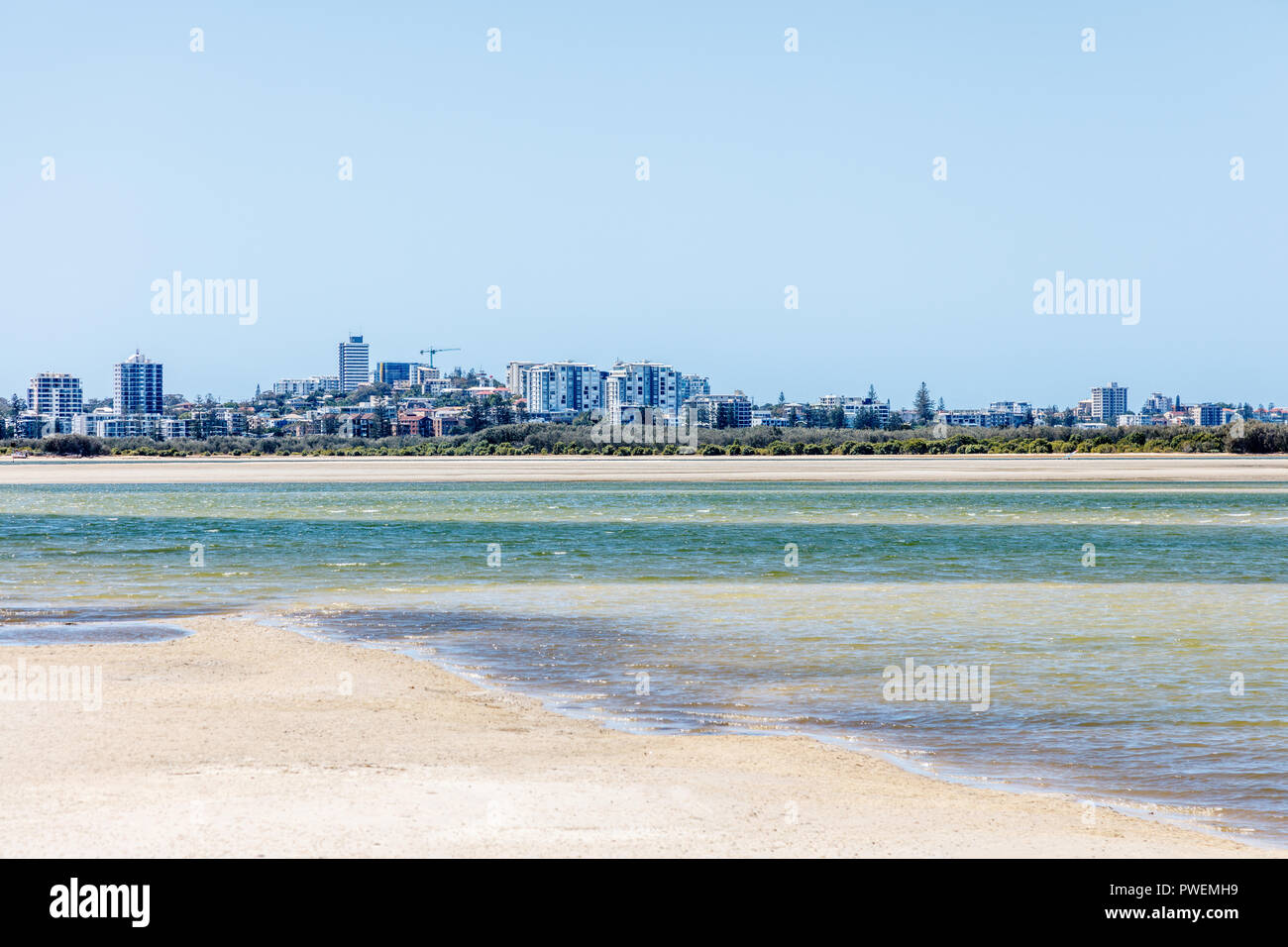 View of Caloundra skyline from Golden Beach. Sunshine Coast, Queensland, Australia Stock Photo