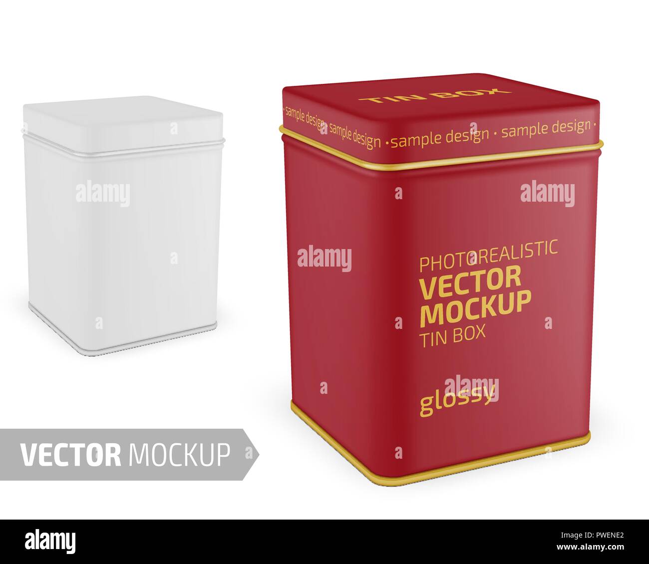 Download Square Matte Tin Can Template Realistic Vector Stock Vector Image Art Alamy