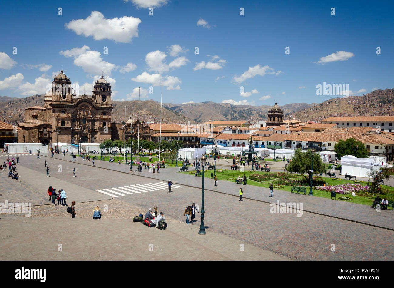 Cathedral and Plaza de Armes, Cuzco, Peru Stock Photo