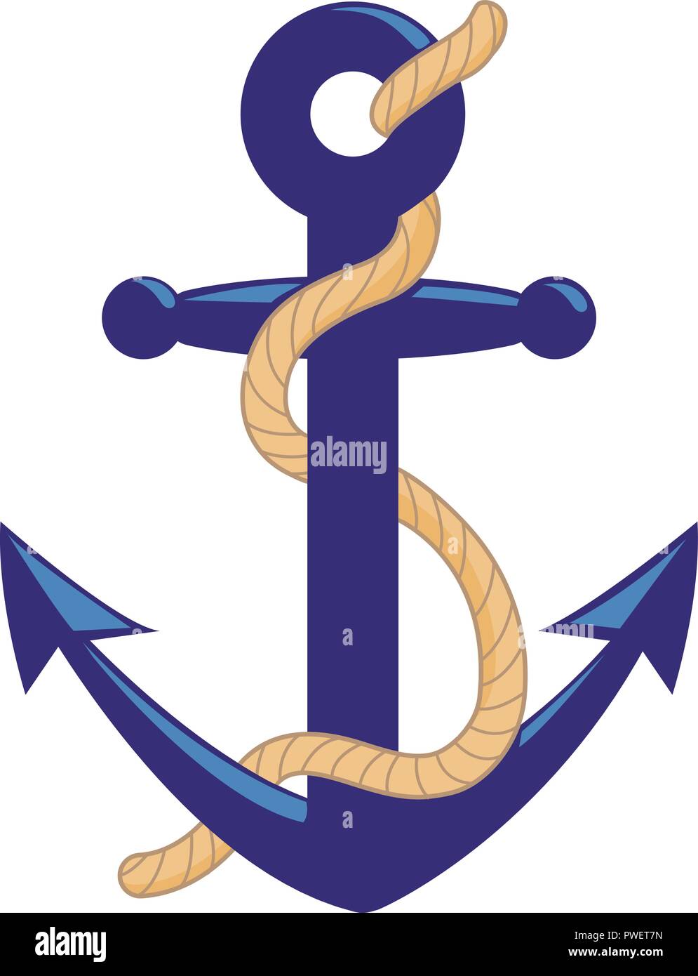 Nautical anchor with rope. Vector illustration Stock Vector Image & Art -  Alamy