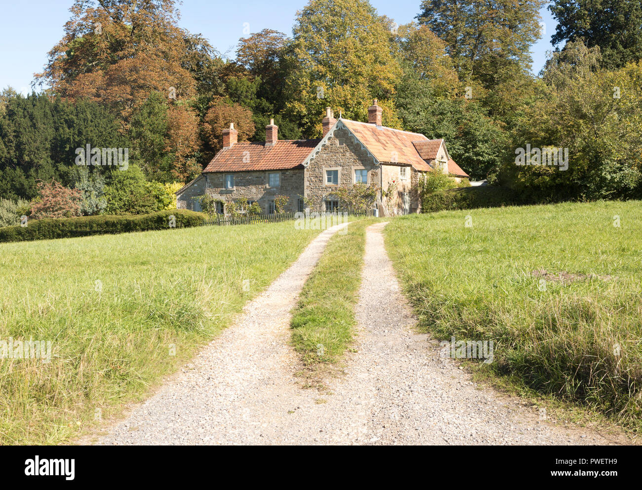 Driveway leading to large detached country house at Bowden Hill, near