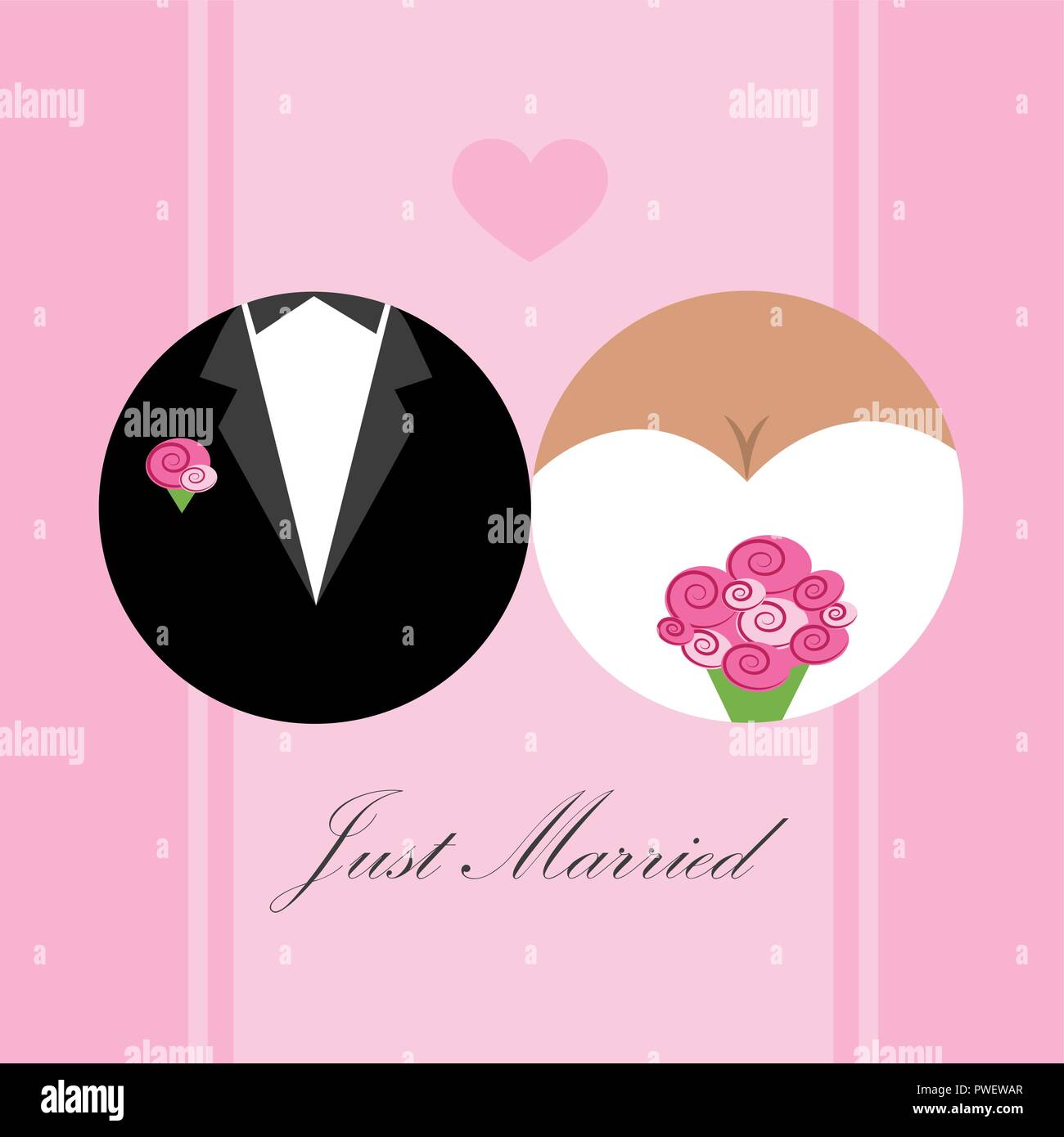 just married inviting card for wedding vector illustration EPS10 Stock Vector