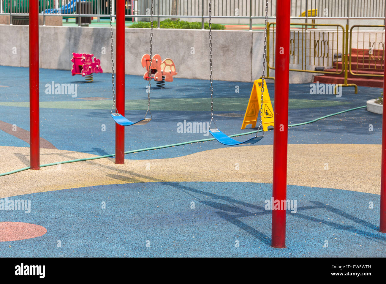 Colorful playground on yard in the park Stock Photo