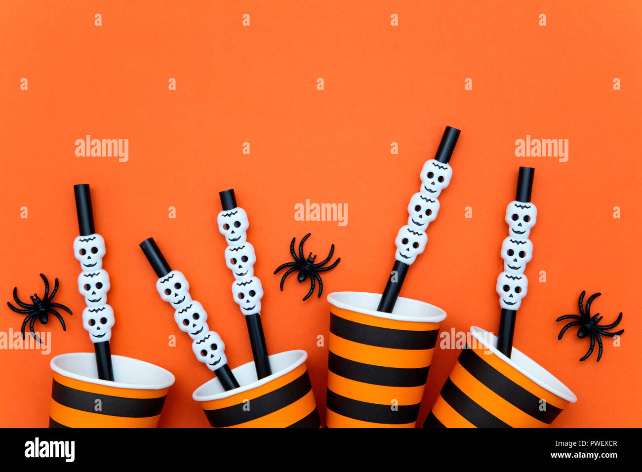 Happy Halloween orange and black party background Stock Photo