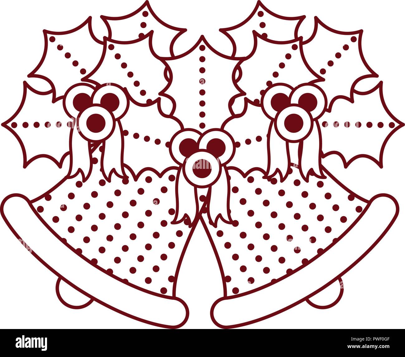 Christmas bell with holly leaf decoration icon Stock Vector Image & Art ...