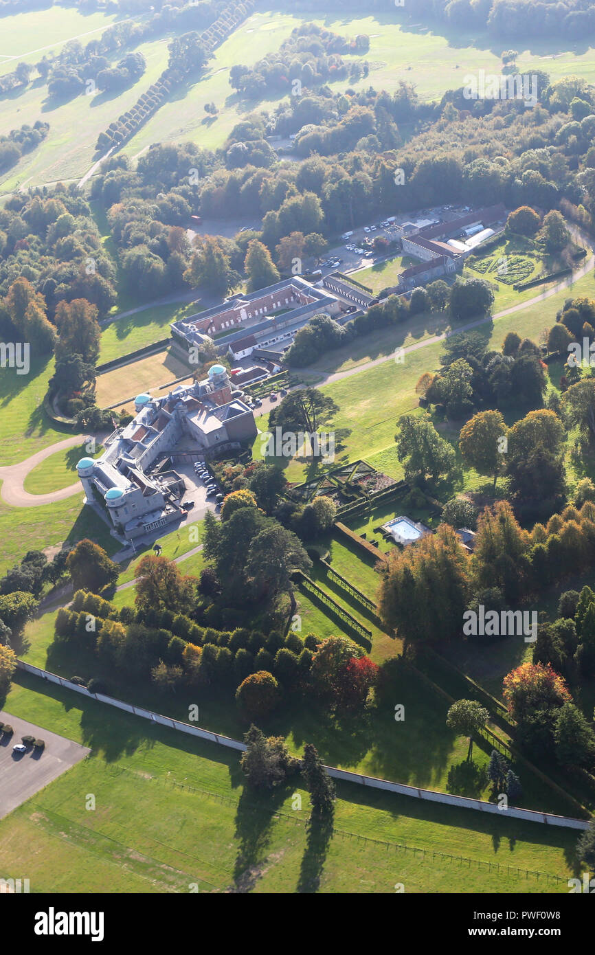 Ariel view of Goodwood House in West Sussex, UK. Stock Photo