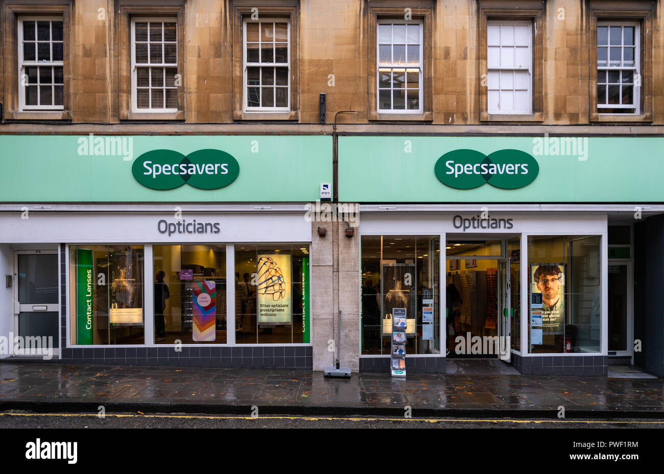 Bath, United Kingdom - October 13 2018:   The front of Specsavers opticians in Westgate Street Stock Photo