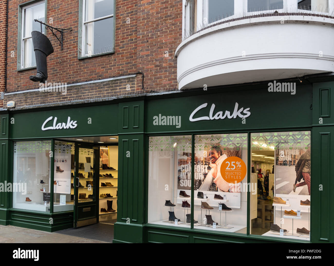 Chichester, United Kingdom - October 06 2018: The front of Clarks shoe shop  in East Street Stock Photo - Alamy