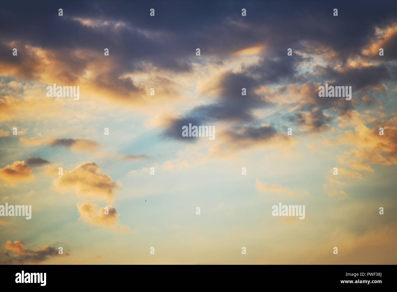 Cloudscape and dramatic orange sky, sunset shot Stock Photo - Alamy