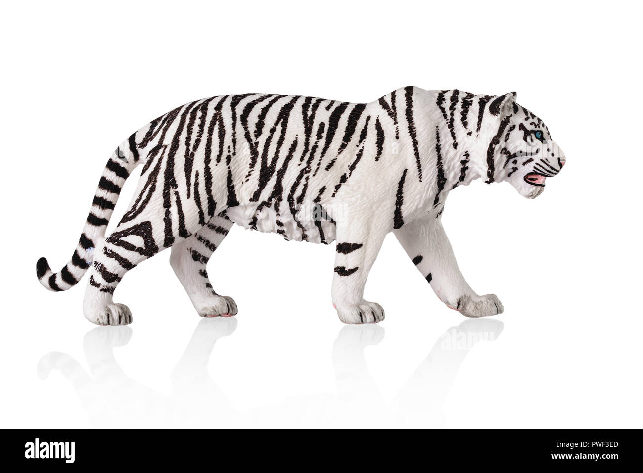 White bengal tiger toy. Isolated over white background. Stock Photo